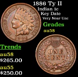 1886 Ty II Indian Cent 1c Grades Choice AU/BU Slider