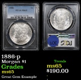 PCGS 1886-p Morgan Dollar $1 Graded ms65 By PCGS