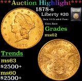 ***Auction Highlight*** 1878-s Gold Liberty Double Eagle $20 Graded Select Unc By USCG (fc)