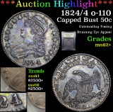 ***Auction Highlight*** 1824/4 o-110 Capped Bust Half Dollar 50c Graded Select Unc By USCG (fc)