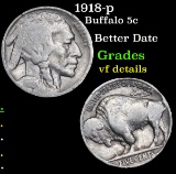 1918-p Buffalo Nickel 5c Grades vf details