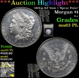 *Auction Highlight* 1878-p 8tf Vam 1 'Spear Point' Morgan $1 Graded Select Unc PL By USCG (fc)