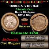 *Auction Highlight* Lincoln Wheat cent 1c orig roll, 1909-s one end, VDB rev other end, WOW! (fc)