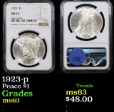 1923-p Peace Dollar $1 Graded ms63 By NGC