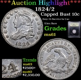 ***Auction Highlight*** 1824/2 Capped Bust Dime 10c Graded BU+ By USCG (fc)