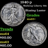 1940-p Walking Liberty Half Dollar 50c Grades Select+ Unc