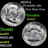 1953-s Franklin Half Dollar 50c Grades Choice+ Unc