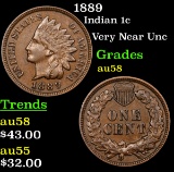 1889 Indian Cent 1c Grades Choice AU/BU Slider