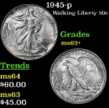 1945-p Walking Liberty Half Dollar 50c Grades Select+ Unc