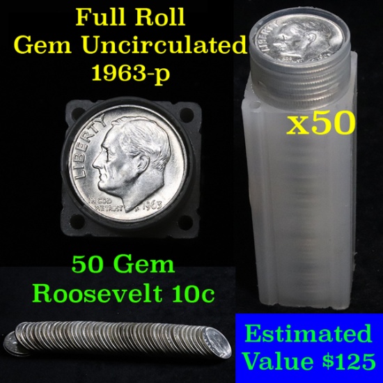 1963-p Roosevelt 10c roll, 50 pieces