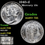 1945-d Mercury Dime 10c Grades GEM+ FSB