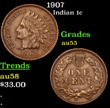 1907 Indian Cent 1c Grades Choice AU