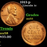 1913-p Lincoln Cent 1c Grades Choice AU