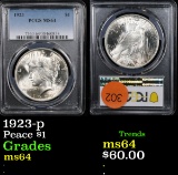 PCGS 1923-p Peace Dollar $1 Graded ms64 By PCGS