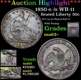 ***Auction Highlight*** 1850-o /o WB-11 Seated Half Dollar 50c Graded Select+ Unc By USCG (fc)