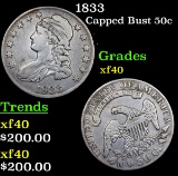1833 Capped Bust Half Dollar 50c Grades xf