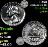 1953 Washington Quarter 25c Grades GEM++ Proof