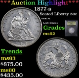 ***Auction Highlight*** 1877-s Seated Half Dollar 50c Graded Select Unc By USCG (fc)