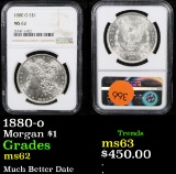 NGC 1880-o Morgan Dollar $1 Graded ms62 By NGC