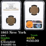 NGC 1863 New York Civil War Token 1c Graded au55 By NGC