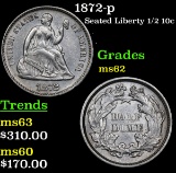 1872-p Seated Liberty Half Dime 1/2 10c Grades Select Unc