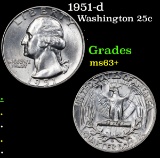1951-d Washington Quarter 25c Grades Select+ Unc