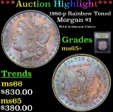 ***Auction Highlight*** 1886-p Rainbow Toned Morgan Dollar $1 Graded GEM+ Unc By USCG (fc)