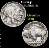 1924-p Buffalo Nickel 5c Grades vf++