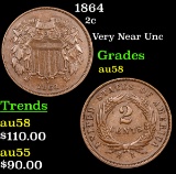 1864 Two Cent Piece 2c Grades Choice AU/BU Slider