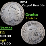 1824 Capped Bust Half Dollar 50c Grades f details