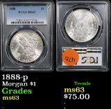 PCGS 1888-p Morgan Dollar $1 Graded ms63 By PCGS