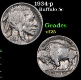 1934-p Buffalo Nickel 5c Grades vf+