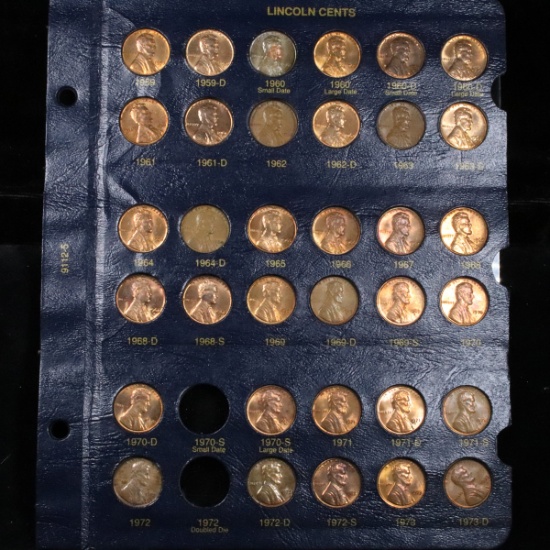 Near complete Lincoln cent page 1959-1973 34 coins