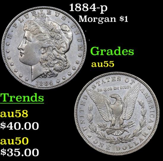 1884-p Morgan Dollar $1 Grades Choice AU