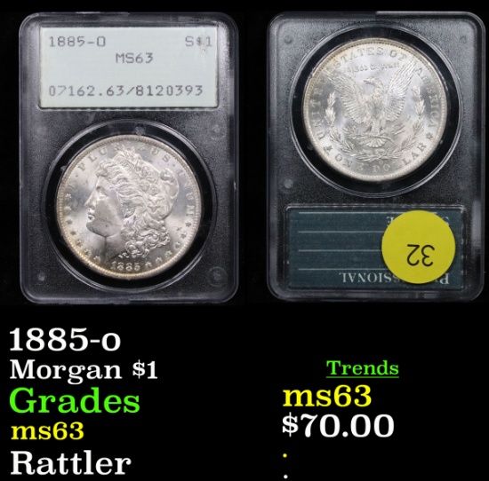 PCGS 1885-o Morgan Dollar $1 Graded ms63 By PCGS