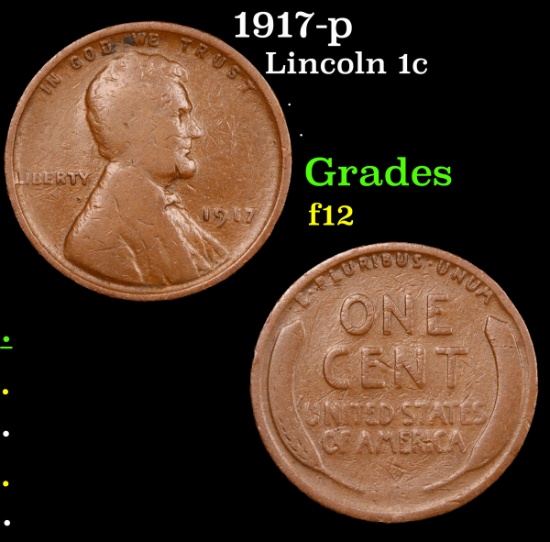 1917-p Lincoln Cent 1c Grades f, fine