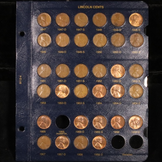 Near Complete Lincoln Cent Page 1947-1958,33 coins