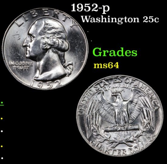 1952-p Washington Quarter 25c Grades Choice Unc