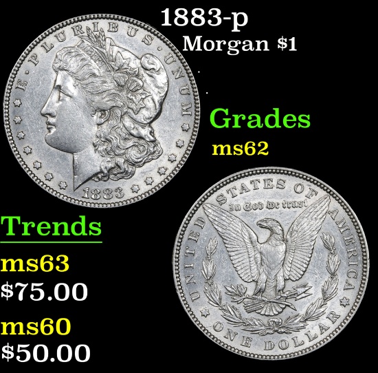 1883-p Morgan Dollar $1 Grades Select Unc