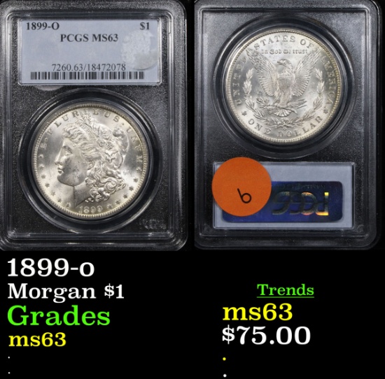 PCGS 1899-o Morgan Dollar $1 Graded ms63 By PCGS