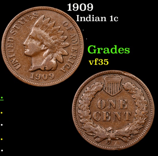 1909 Indian Cent 1c Grades vf++