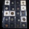 Page of 20 Mixed coins Jefferson 5c, Braided Hair 1c, Washington 25c, Mercury 10c, Indian 1c, Libert