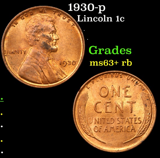 1930-p Lincoln Cent 1c Grades Select+ Unc RB