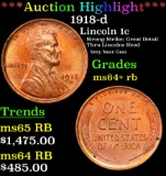 ***Auction Highlight*** 1918-d Lincoln Cent 1c Grades Choice+ Unc RB