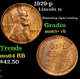 1929-p Lincoln Cent 1c Grades Select+ Unc RB
