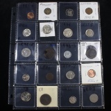 Page of 20 Mixed coins Mercury 10c, Braided Hair 1c, Washington 25c, Liberty 5c, Buffalo 5, Jefferso