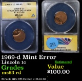 ANACS 1969-d Mint Error Lincoln Cent 1c Graded ms63 rd By ANACS