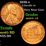 1936-s Lincoln Cent 1c Grades Choice+ Unc RD