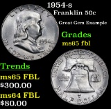 1954-s Franklin Half Dollar 50c Grades GEM FBL
