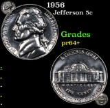 Proof 1956 Jefferson Nickel 5c Grades Choice+ Proof